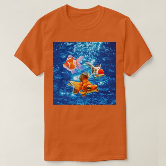 オランダ金魚バタフライ望遠鏡下の金魚 Tシャツ (デザイン正面)