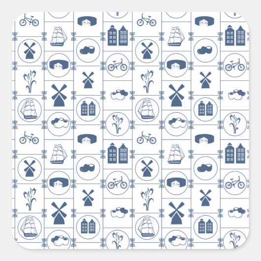 オランダ青タイル スクエアシール (正面)