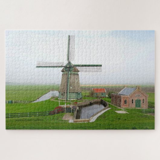 オランダ風光明媚な風景建物風車 ジグソーパズル (横)
