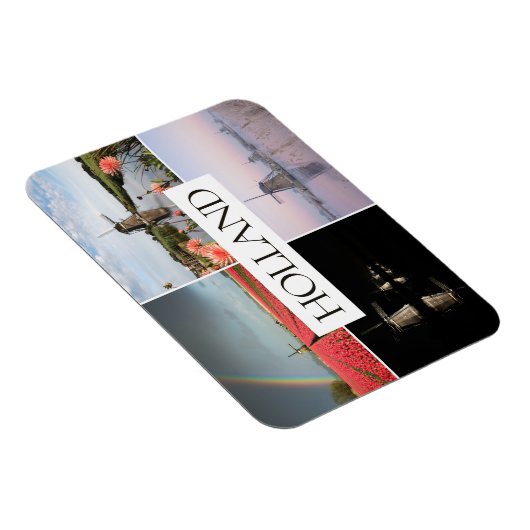 オランダ風車の風景の旅行写真コラージュ マグネット (右側)