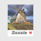 オランダ風車ランドスケープスケッチシール シール (シート)