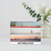 オランダ風車付きパノラマコラージュ葉書 ポストカード (スタンド正面)