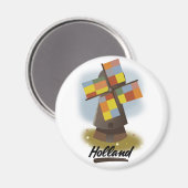 オランダ風車旅行ポスター マグネット (正面/裏面)