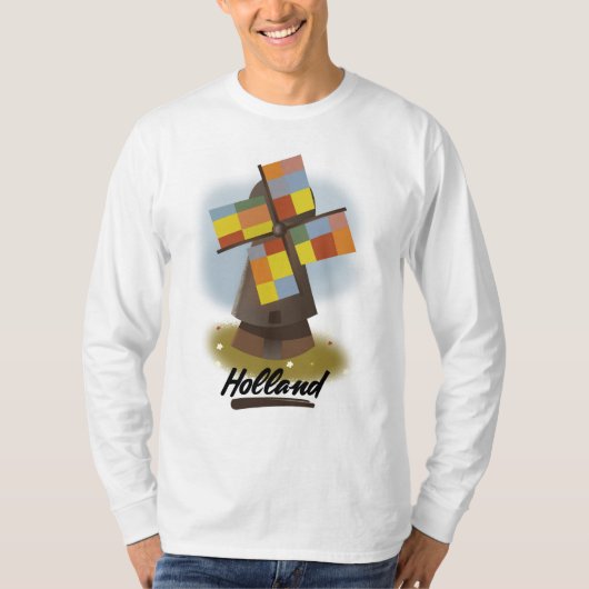 オランダ風車旅行ポスター Tシャツ (正面)