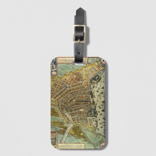 オランダ・アムステルダムの古地図 ラゲッジタグ (正面縦)
