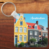 オランダ アムステルダムの家々 旅行のお土産 キーホルダー (正面)