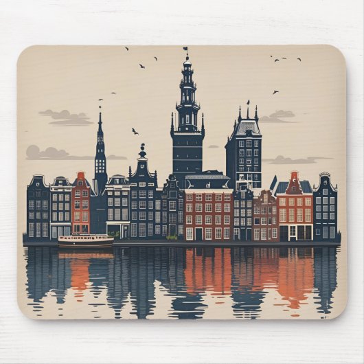 オランダ アムステルダムの都市景観 マウスパッド (正面)
