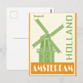オランダ アムステルダム ヴィンテージ 風車 旅行 ポストカード (正面/裏面)