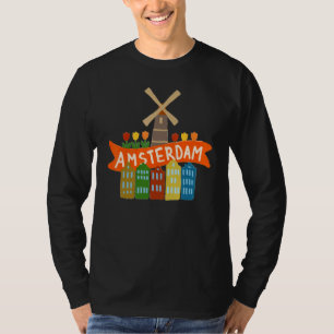 オランダ+アムステルダム+市+お土産+男性+女性 Tシャツ