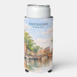 オランダ アムステルダム 運河 カラフルな街 | 旅行 スリム缶クーラー