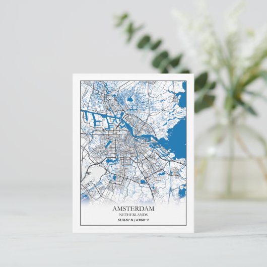 オランダ アムステルダム 都市地図 旅行 簡単 ポストカード (スタンド正面)