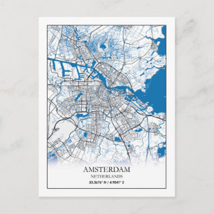 オランダ アムステルダム 都市地図 旅行 簡単 ポストカード