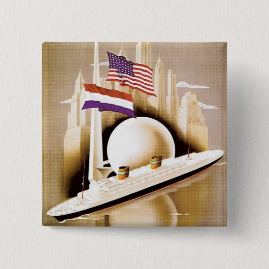 オランダ・アメリカ・ライン・ニューヨーク 缶バッジ (正面)