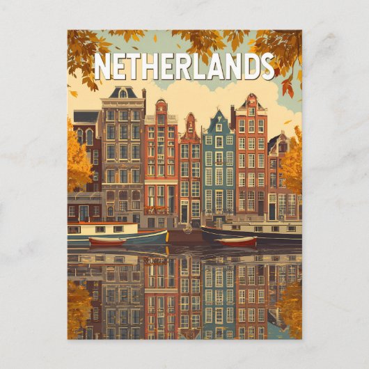 オランダ イラスト 旅行 アート ヴィンテージ ポストカード (正面)