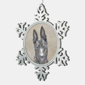 オランダ·シェパ絵画ードさん-かわいいオリジナル·ドッグ·アート スノーフレークピューターオーナメント (右)