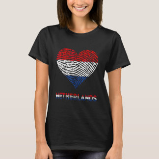 オランダ ハート 指紋 オランダ国旗 ネーデルラント H Tシャツ
