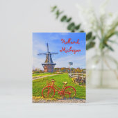 オランダ、ミシガン/風車、自転車、紅葉 ポストカード (スタンド正面)