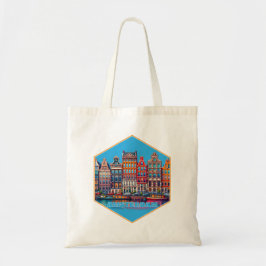 オランダ ヨーロッパ アムステルダムの運河 トートバッグ