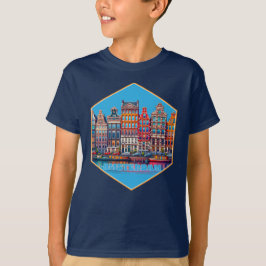 オランダ ヨーロッパ アムステルダム 運河 Tシャツ