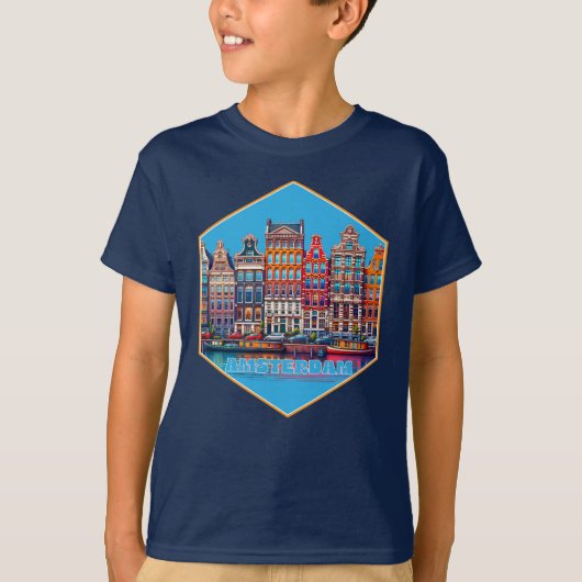 オランダ ヨーロッパ アムステルダム 運河 Tシャツ (正面)