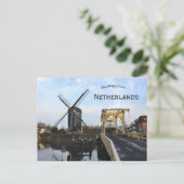 オランダ ライデンの風車と風車橋 ポストカード (スタンド正面)