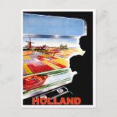 オランダ、列車の窓からの景色、ヴィンテージ旅行 ポストカード (正面)