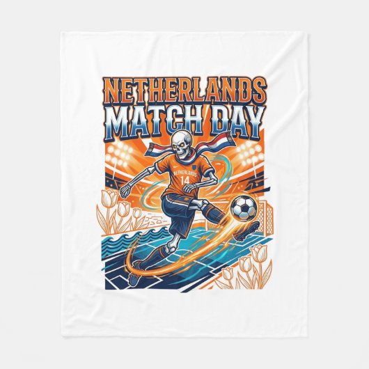 オランダ 試合日 スケルトン ストライカー 国際試合 フリースブランケット (正面)
