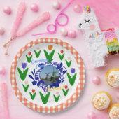 オランダDelftwareのスタイルのチューリップの花柄パターン ペーパープレート (パーティー)