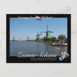 オランダZaanse Schans Windmil 3Dアナグリフ葉書 ポストカード