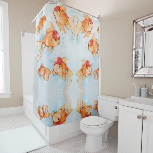 オランファンシーダ金魚 シャワーカーテン (インサイチュ)