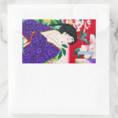 オリアクールン日本木版芸者の女性 長方形シール (バッグ)