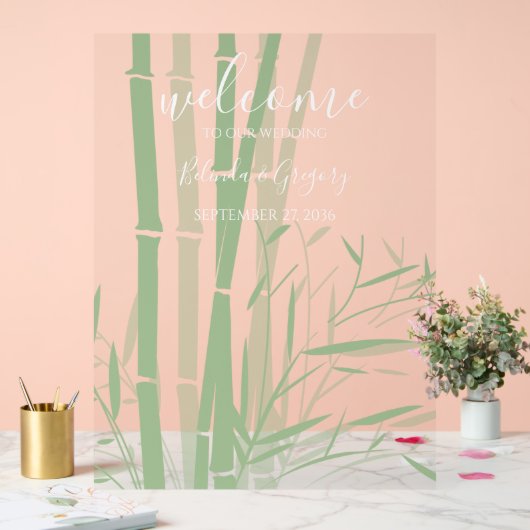 オリエエレガントントバンブ結婚の歓迎サイン アクリルサイン (ウェディング)