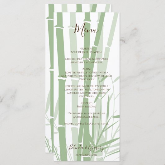 オリエエレガントントバンブ結婚ーズ メニュー (正面/裏面)