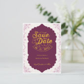 オリエエレガントントモチーフ柄ブルゴーニュ結婚ーズ 案内ポストカード (スタンド正面)