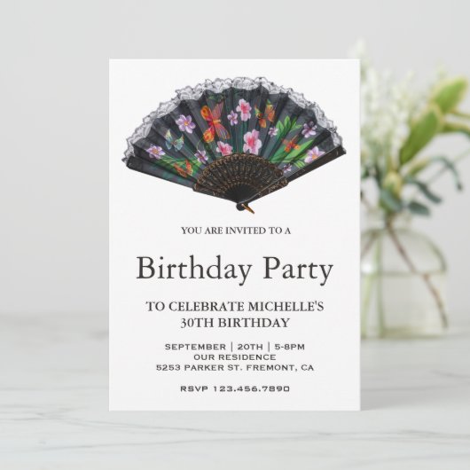 オリエエレガントント日本のフローラファン誕生日 招待状 (スタンド正面)