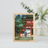 オリエカッコいいンタル日本のクラシック寺の雨芸術 ポストカード (スタンド正面)