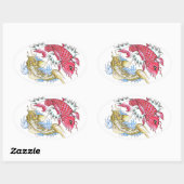 オリエカッコいいントコイフィッシュレッド金ゴールド陰陽タトゥー 楕円形シール (シート)