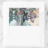 オリエカッコいいント吉田博日本の神社美術 長方形シール (バッグ)