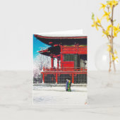 オリエカッコいいント川瀬蓮井の冬の雪景色アート カード (黄色い花)