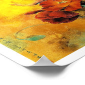 オリエカッコいいン中国のタル赤ポピー花水色 ポスター (角)