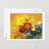 オリエカッコいいン中国のタル赤ポピー花水色 ポストカード (正面/裏面)