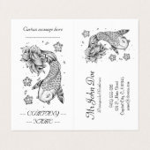 オリエカッコいいン日本のコイカープフィッシュロータスフラワー 名刺 (外部フラット)