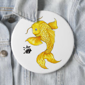 オリエカッコいいン日本の金ゴールドコイフィッシュカープタトゥー 缶バッジ (インサイチュ)