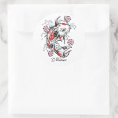 オリエクールントホワ日本のイトコイフィッシュカープタトゥー ラウンドシール (バッグ)