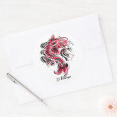 オリエクールントレ日本のッドコイ鯉魚タトゥー ラウンドシール (封筒)