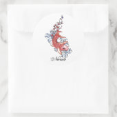 オリエクールンレッドコイ鯉魚の花タトゥー ラウンドシール (バッグ)