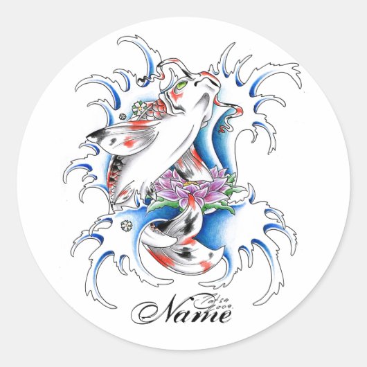 オリエクールン日本のコイカープウォーター入れ ラウンドシール (正面)