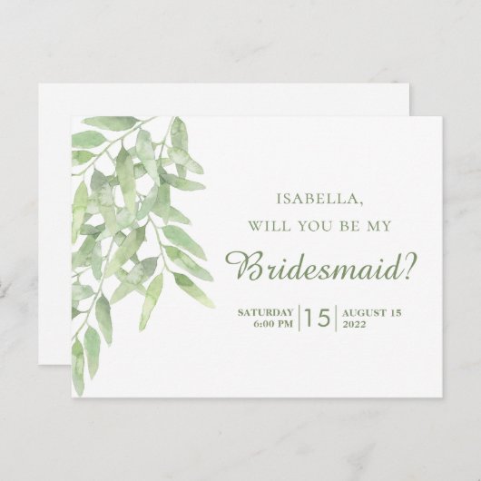 オリエレガントーブの枝。あなたは私の花嫁の付き添いになりますか? ポストカード (正面/裏面)