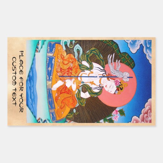 オリエンカッコいいタルタンカマンダラバタトゥーアート 長方形シール (正面)