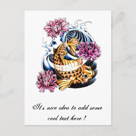 オリエンカッコいいタ日本のルラッキーコイ鯉の入れ墨 ポストカード (正面)